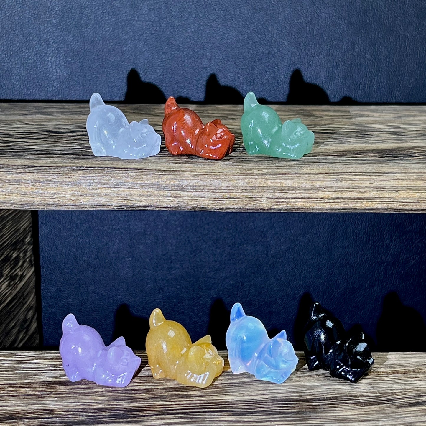 Mini colorful material carvings-Tail Up Cats