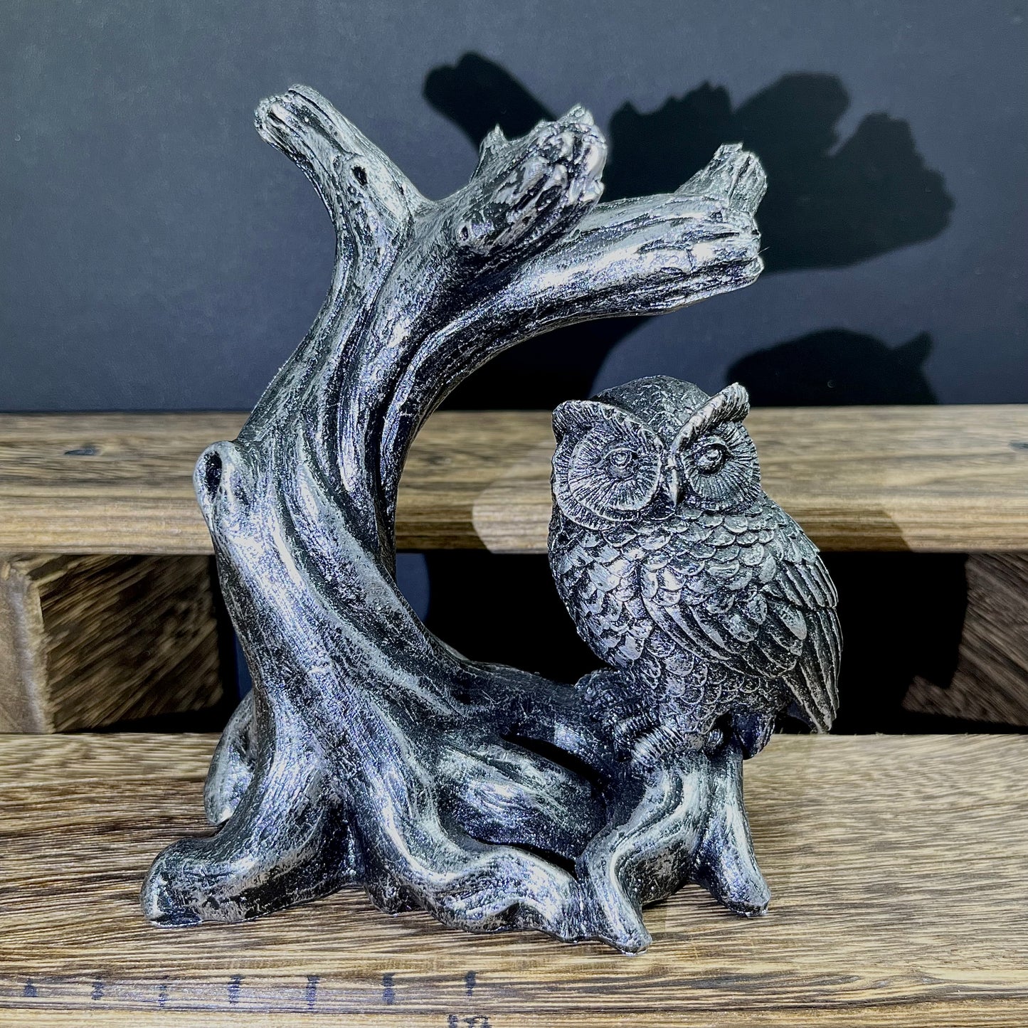 Resin Owl Under Tree Sphere Holder