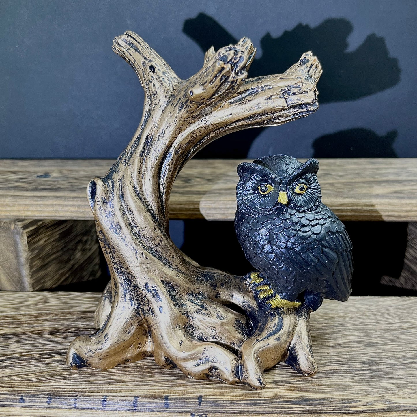 Resin Owl Under Tree Sphere Holder