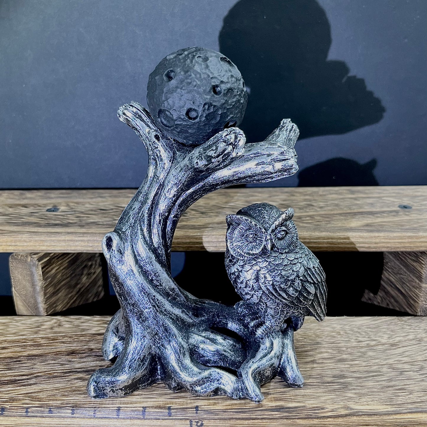 Resin Owl Under Tree Sphere Holder