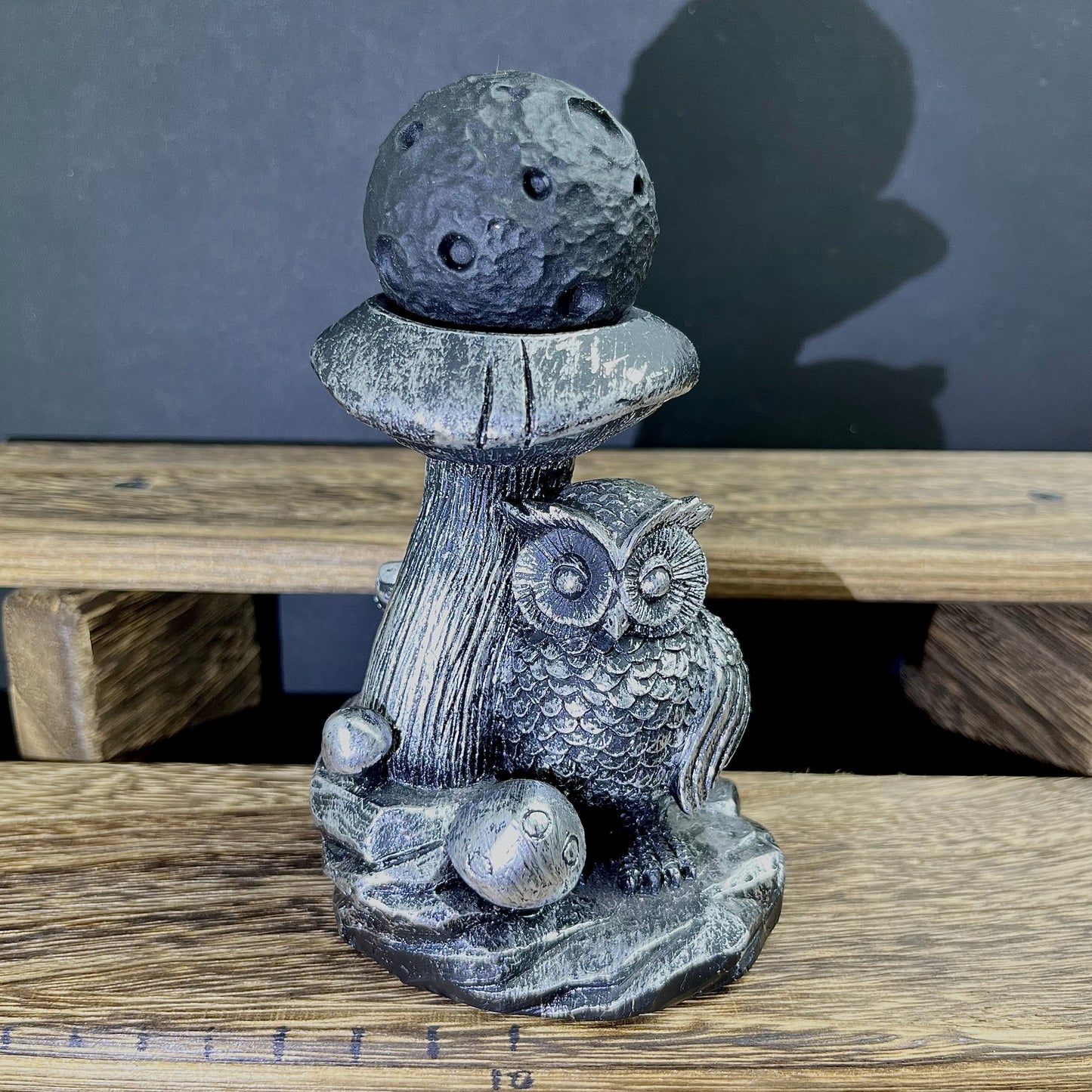 Resin Owl Under Mushroom Sphere Holder