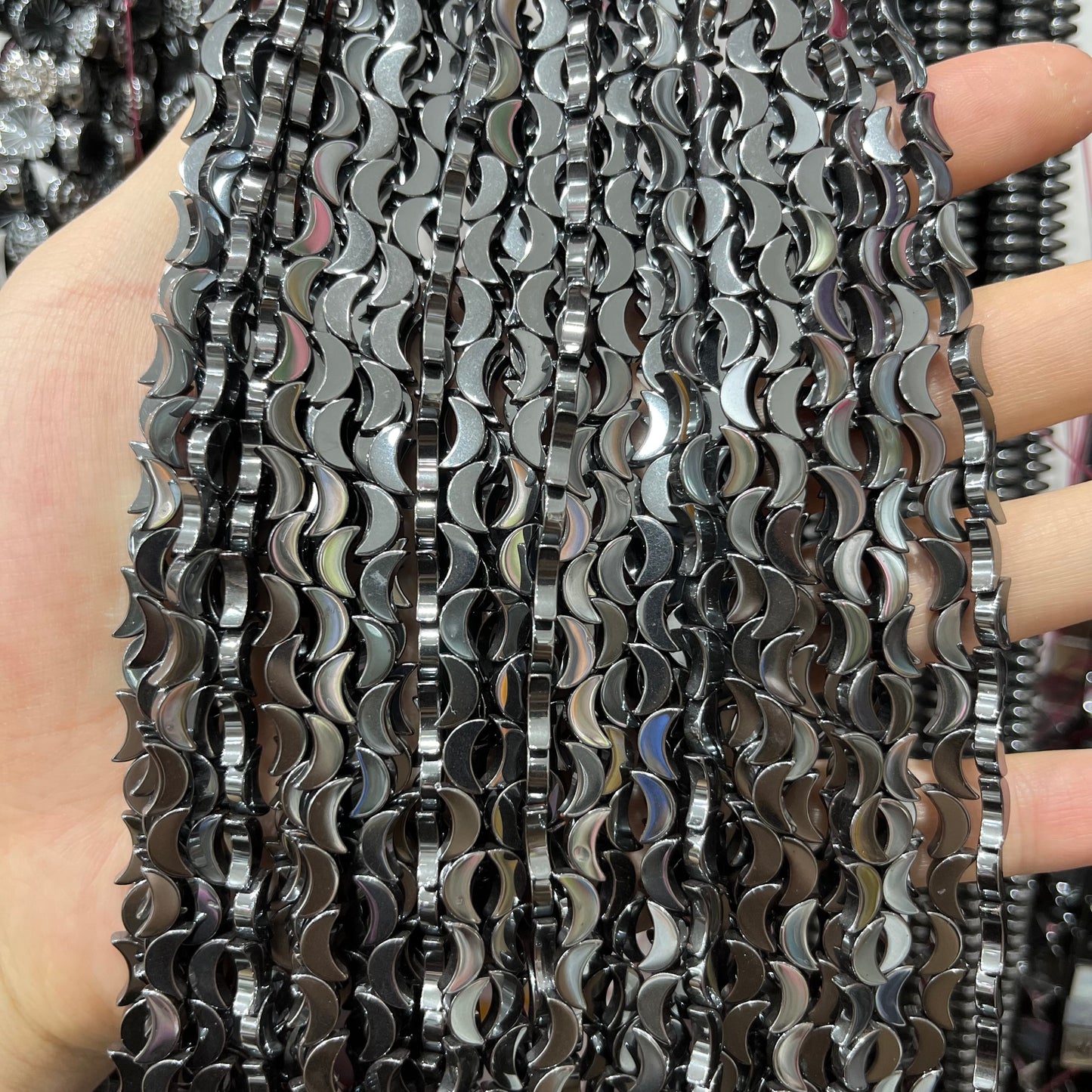 Hematite carving bead strings