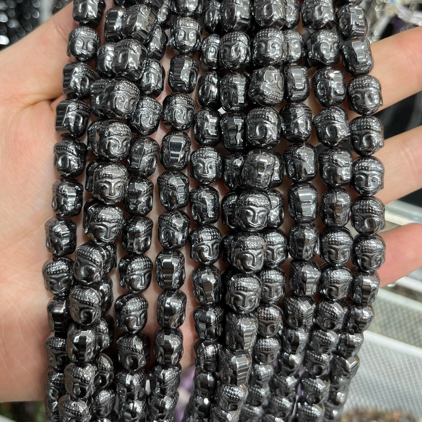 Hematite carving bead strings