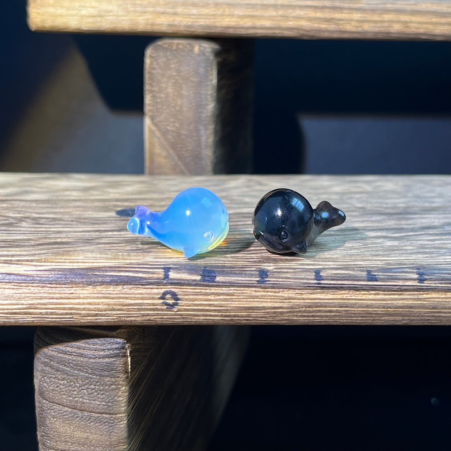 Mini Obsidian and Opalite carvings - animal carvings