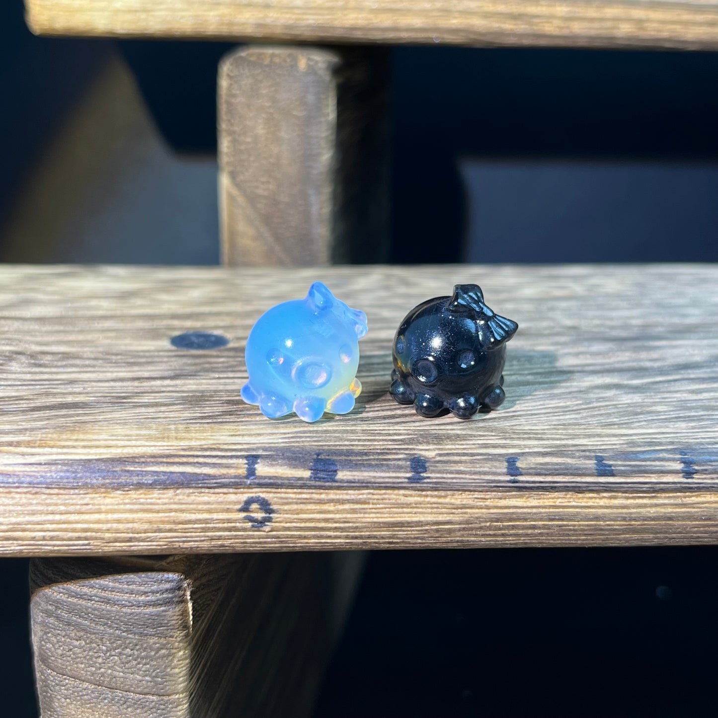 Mini Obsidian and Opalite carvings - animal carvings