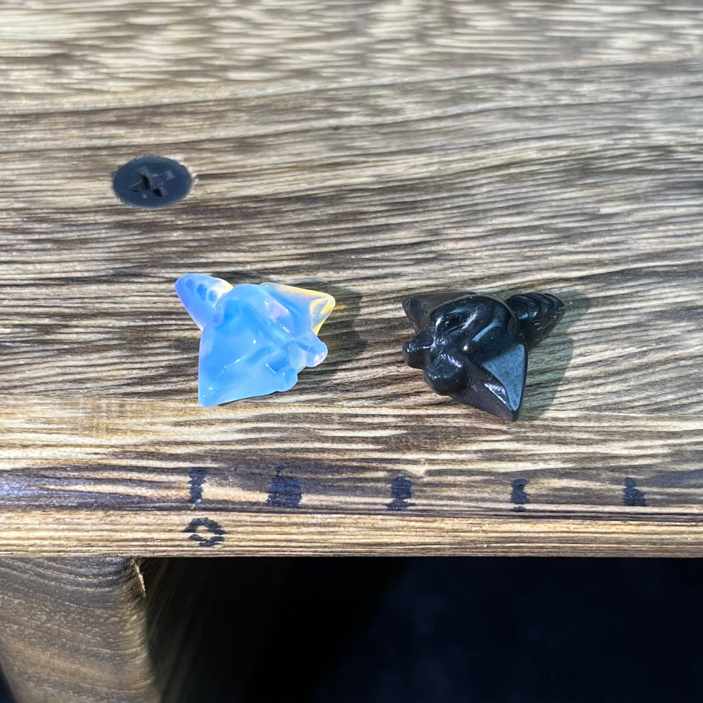 Mini Obsidian and Opalite carvings - animal carvings