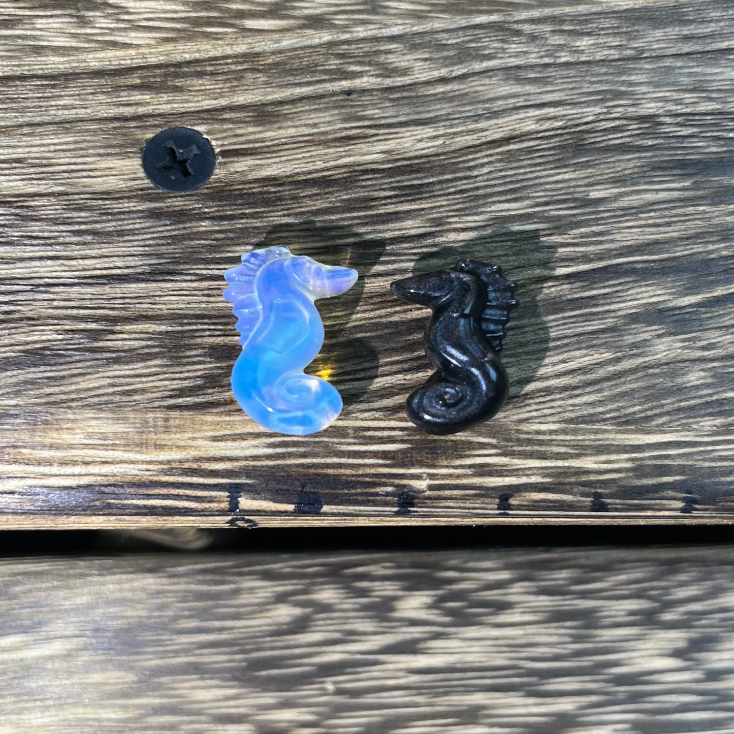 Mini Obsidian and Opalite carvings - animal carvings