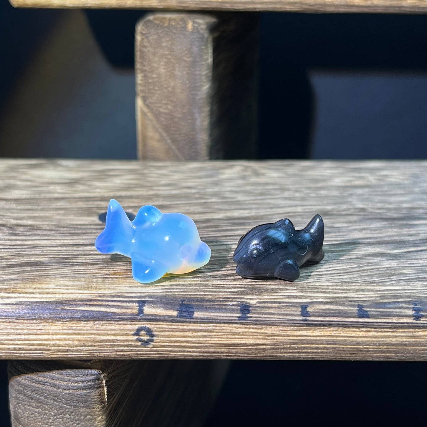 Mini Obsidian and Opalite carvings - animal carvings