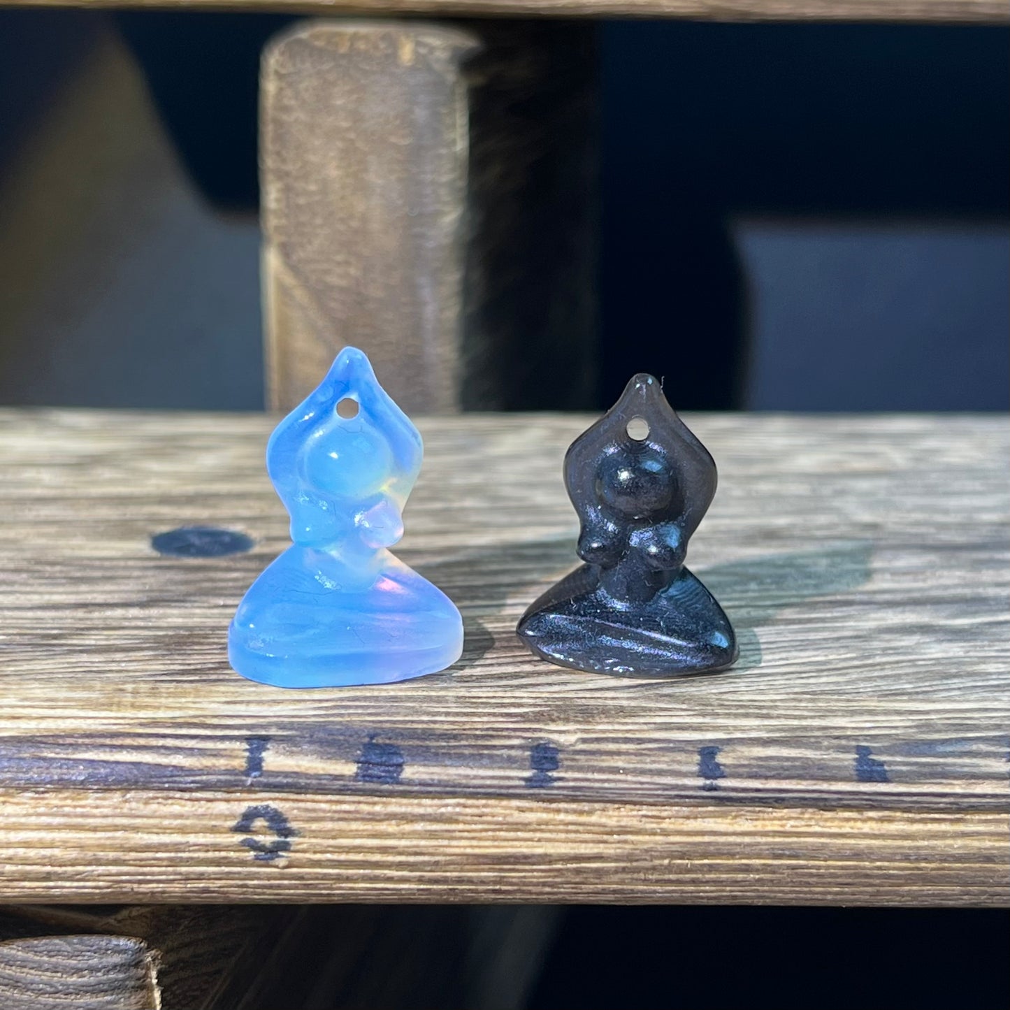 Mini Obsidian and Opalite carvings - charactor carvings