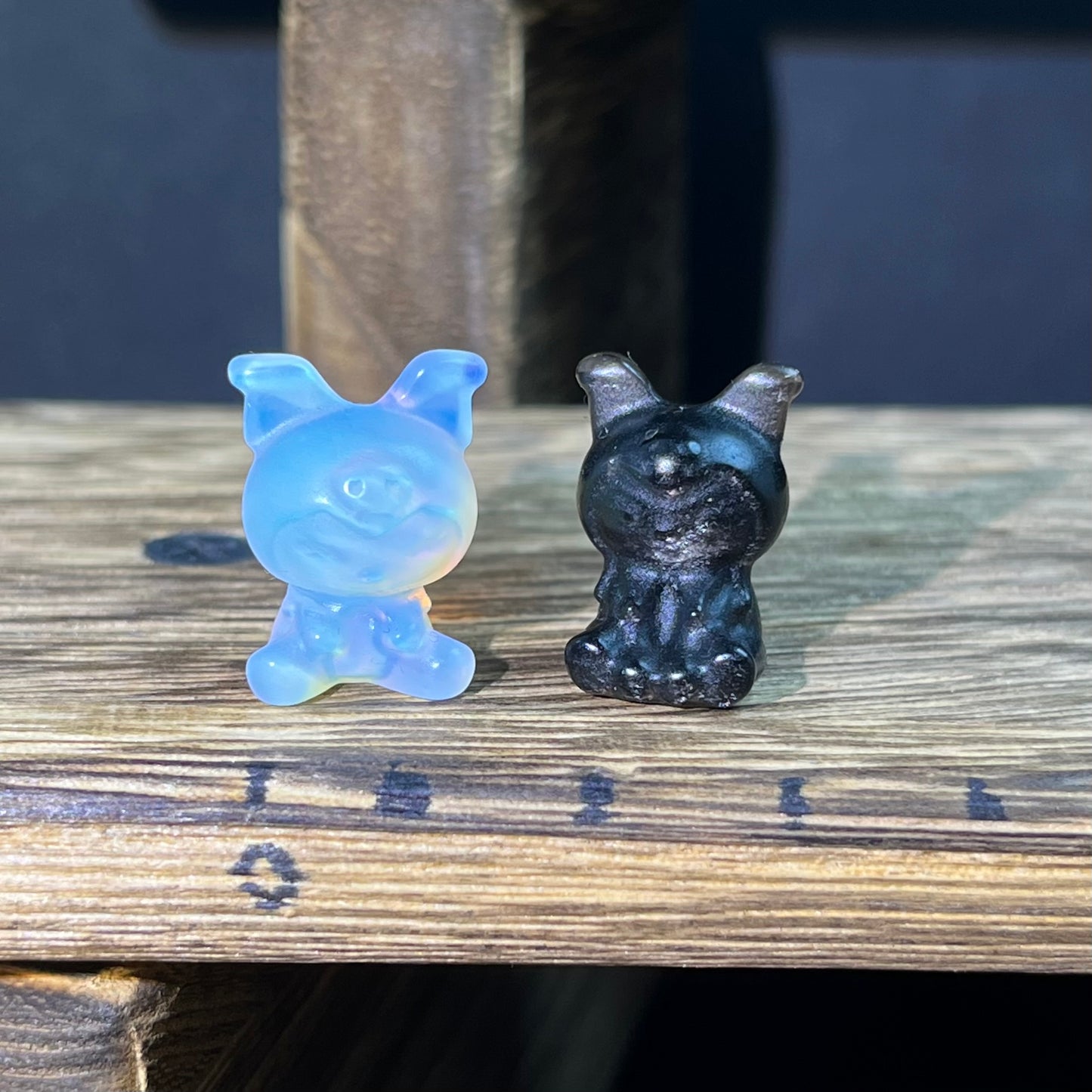 Mini Obsidian and Opalite carvings - charactor carvings