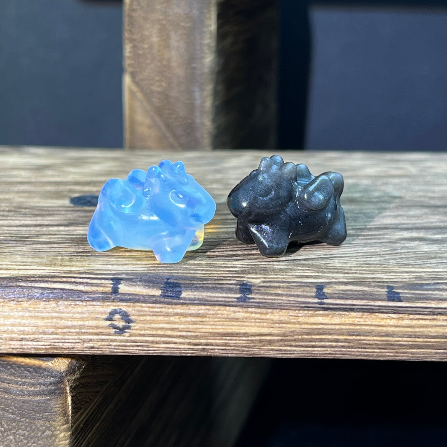 Mini Obsidian and Opalite carvings - charactor carvings