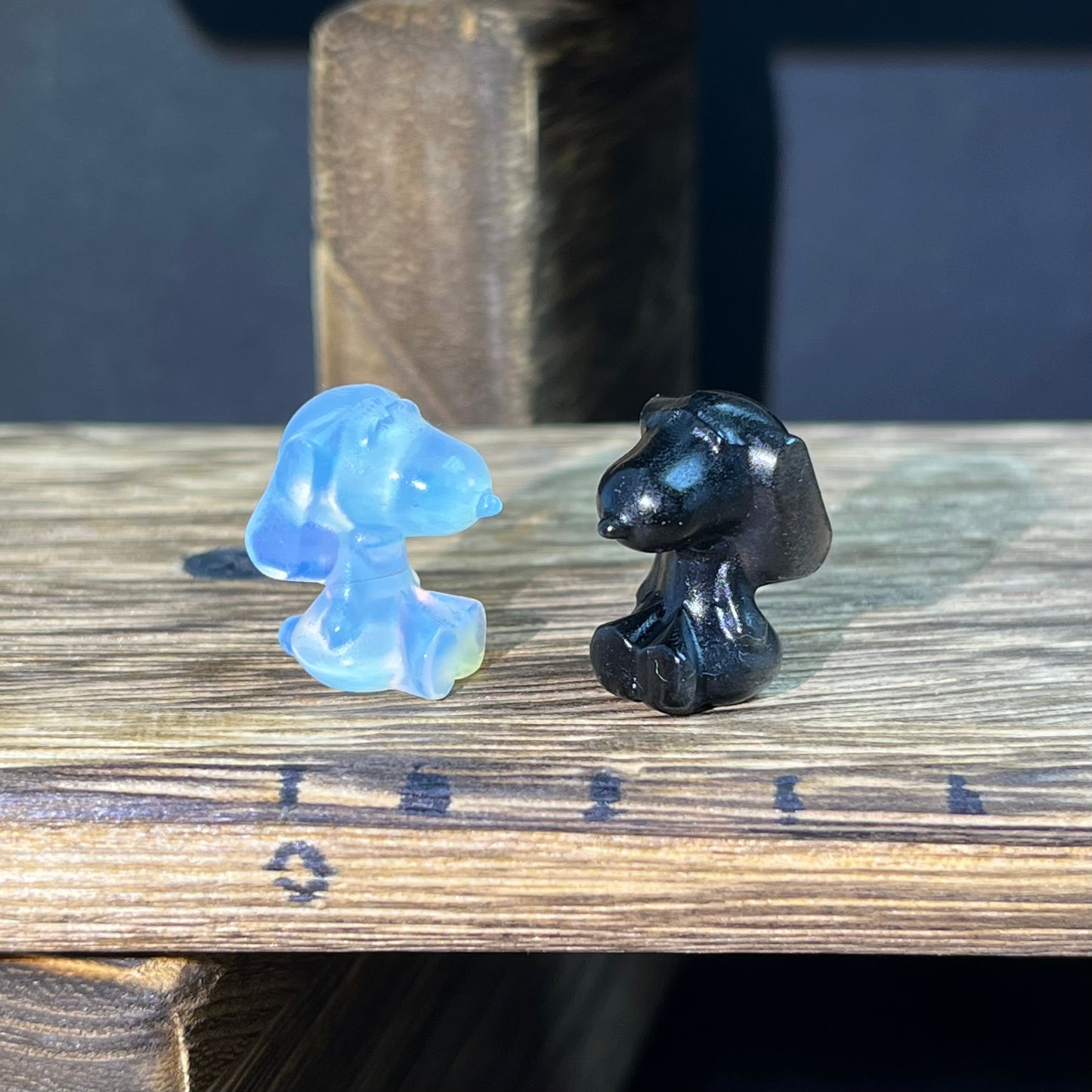 Mini Obsidian and Opalite carvings - charactor carvings