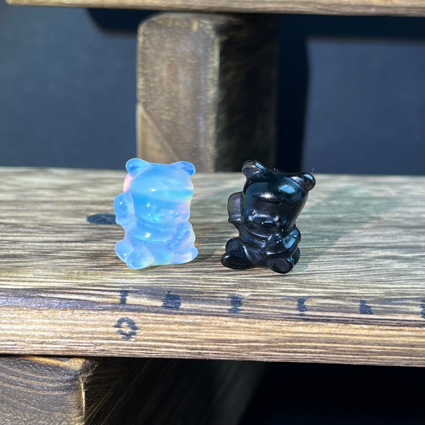 Mini Obsidian and Opalite carvings - charactor carvings