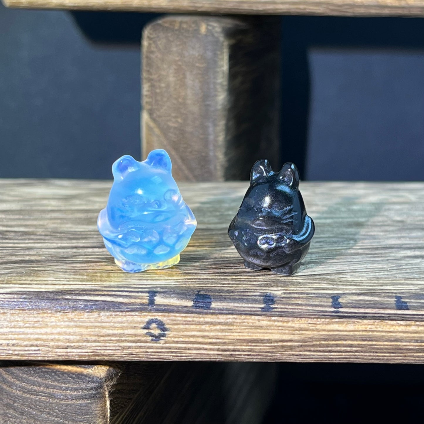 Mini Obsidian and Opalite carvings - charactor carvings