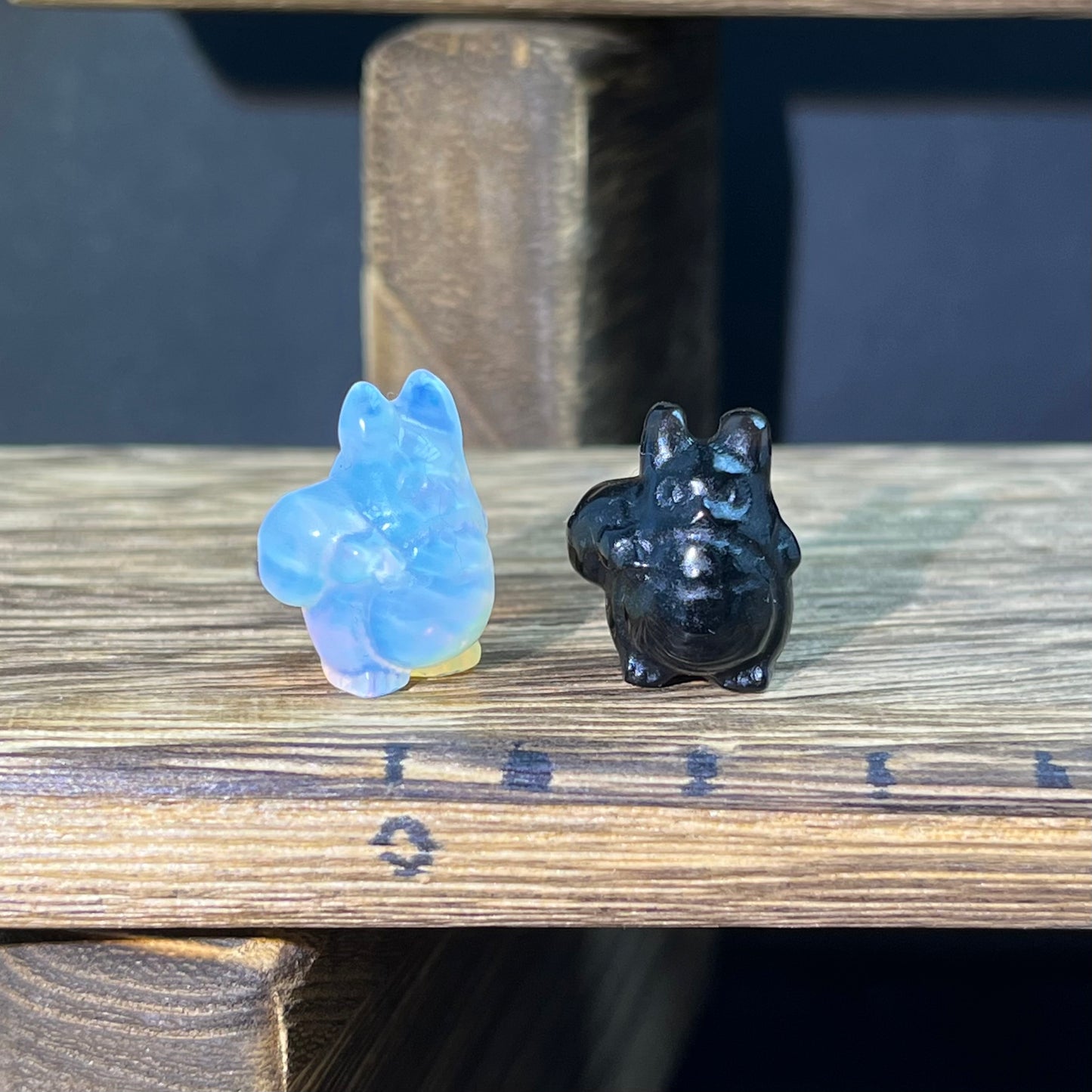 Mini Obsidian and Opalite carvings - charactor carvings