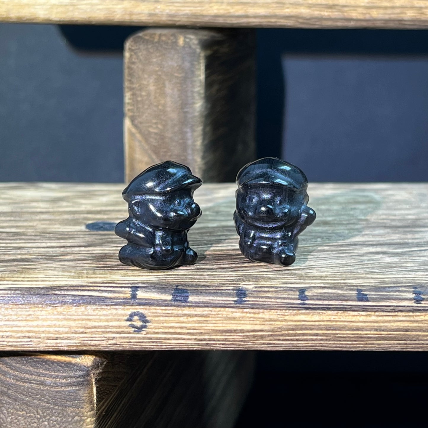 Mini Obsidian and Opalite carvings - charactor carvings