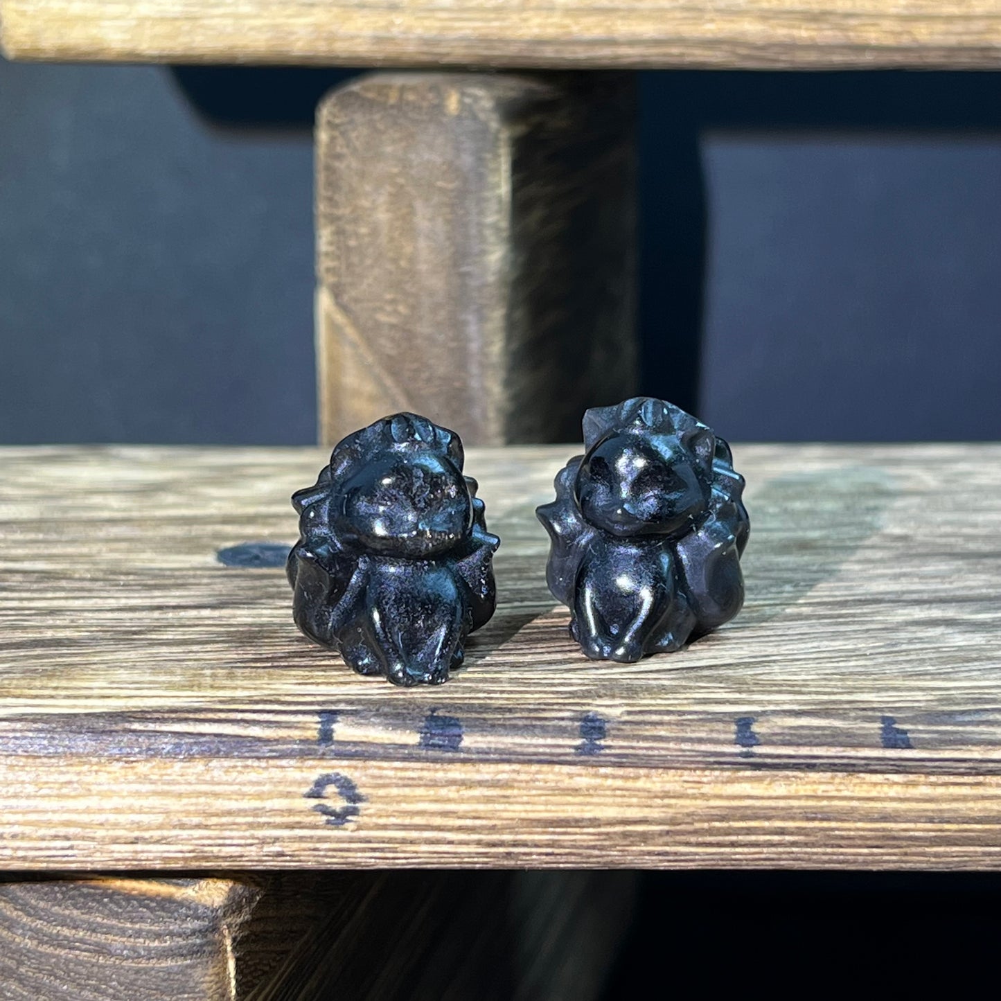 Mini Obsidian and Opalite carvings - charactor carvings