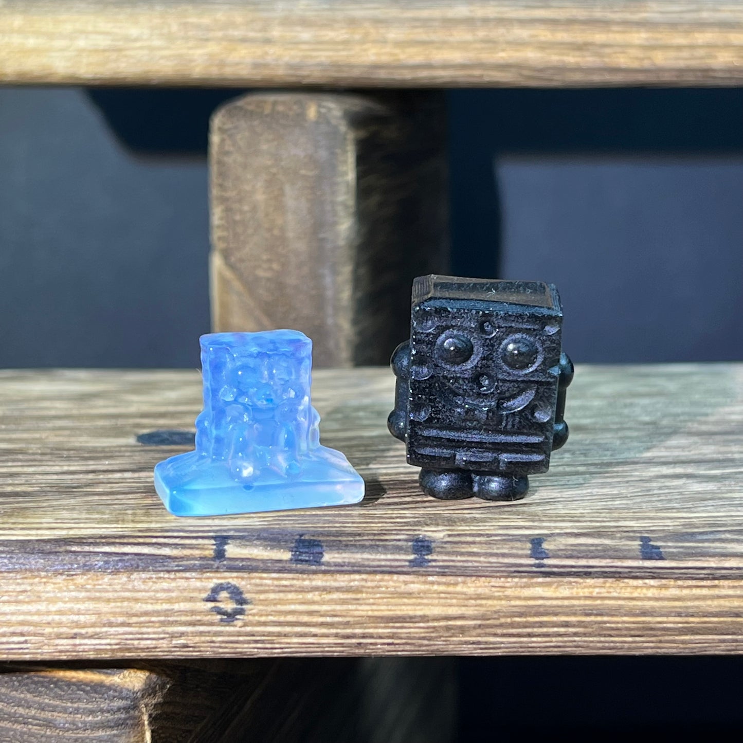 Mini Obsidian and Opalite carvings - charactor carvings