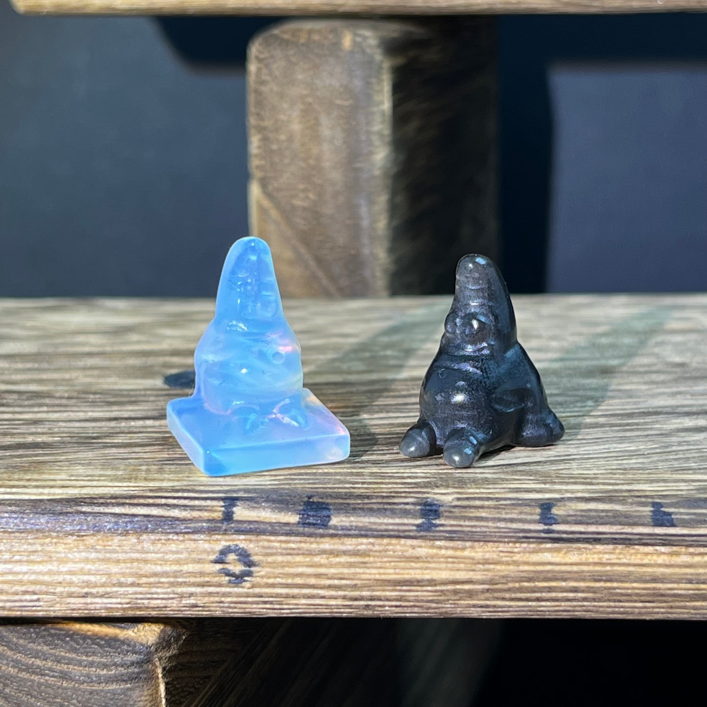 Mini Obsidian and Opalite carvings - charactor carvings