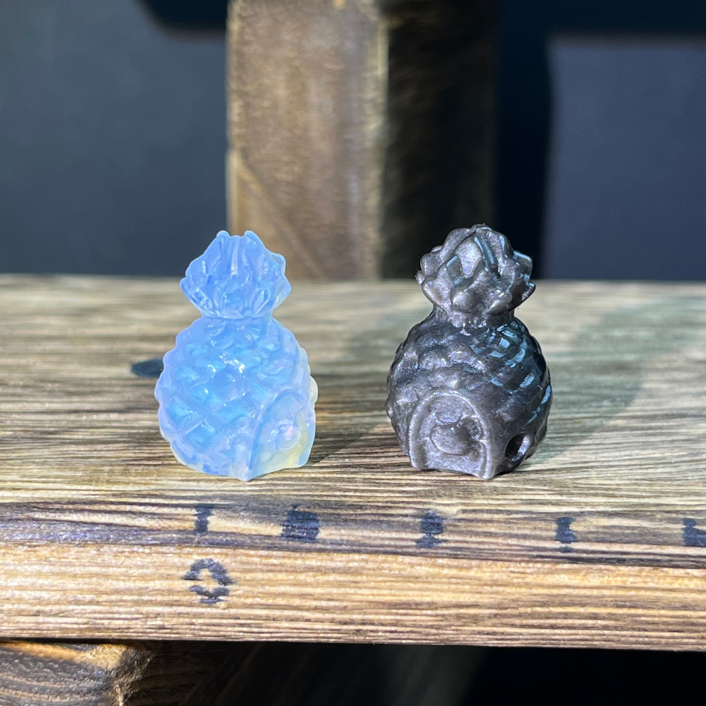 Mini Obsidian and Opalite carvings - charactor carvings