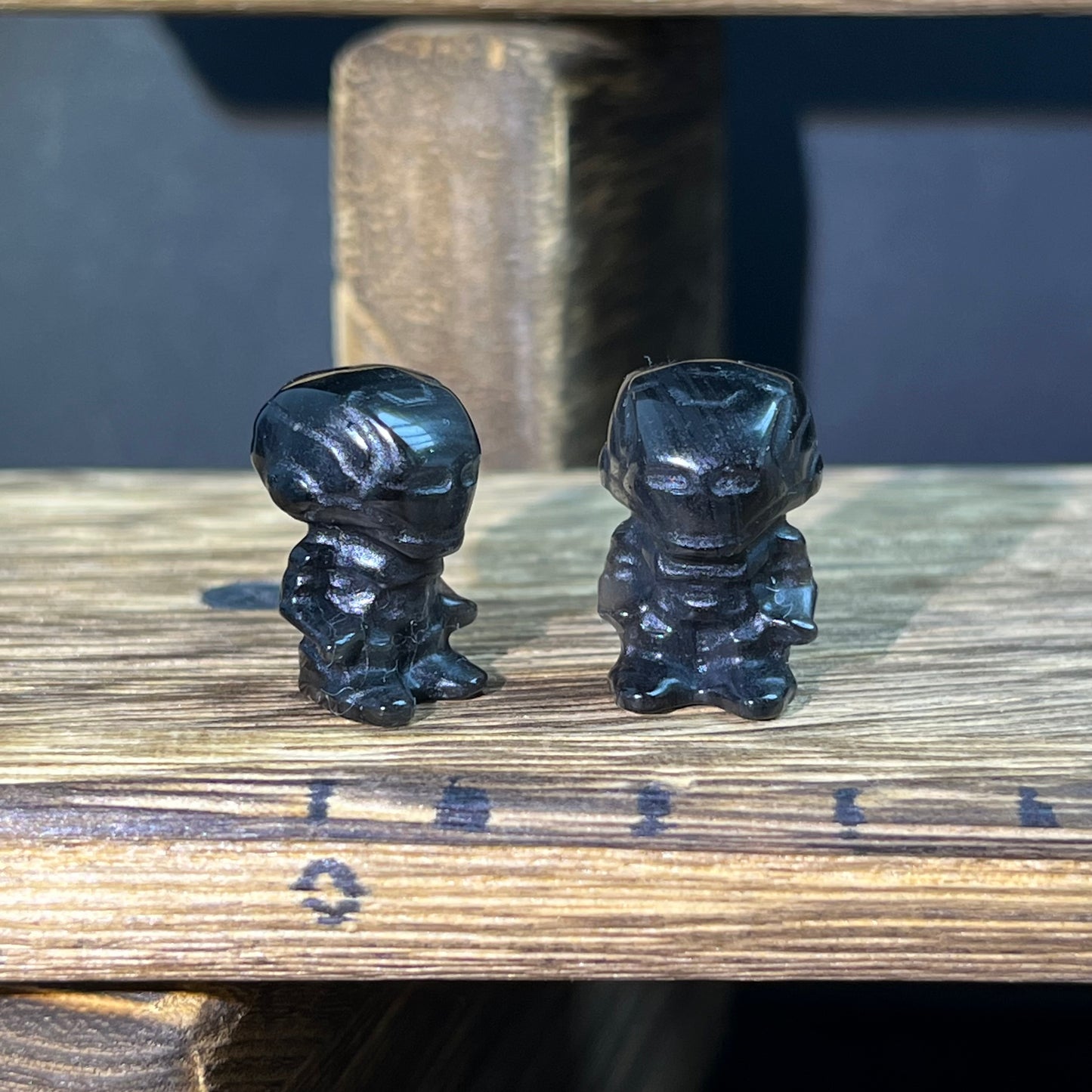 Mini Obsidian and Opalite carvings - charactor carvings