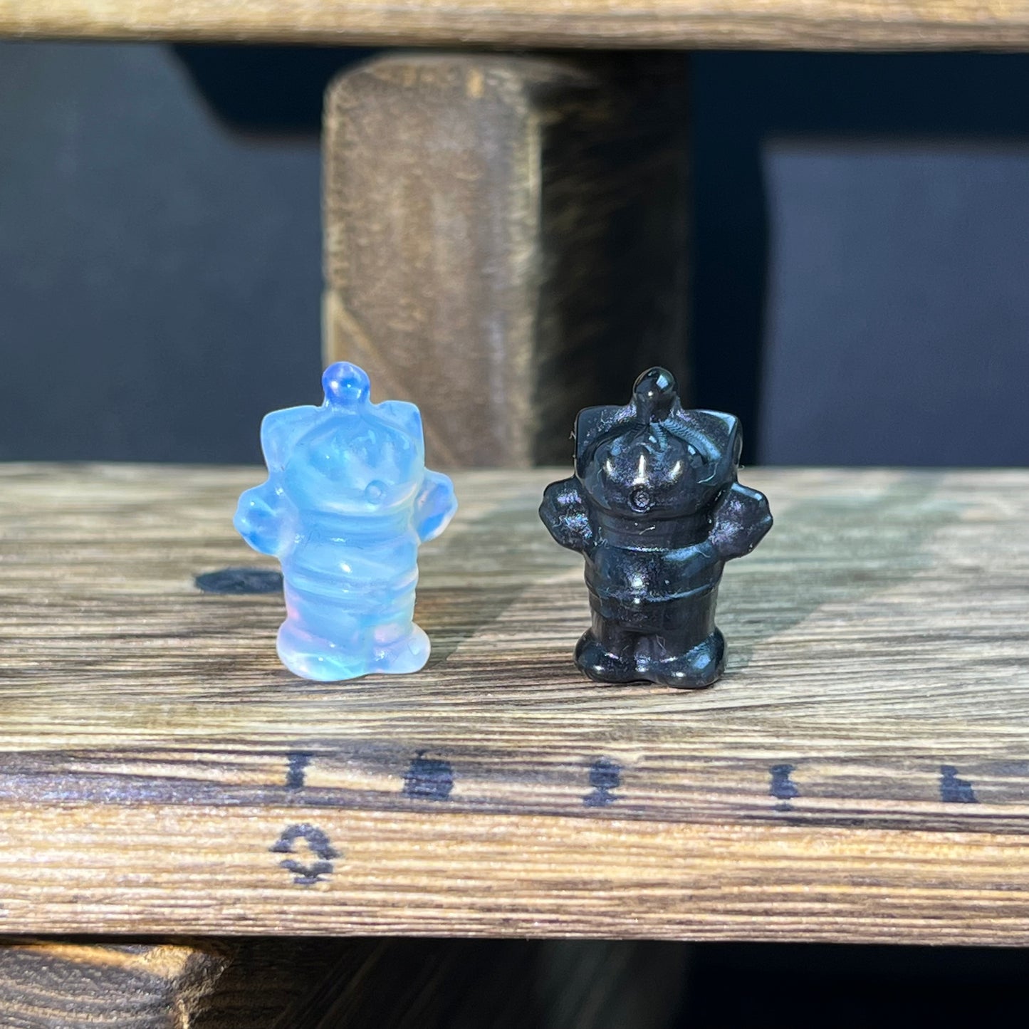 Mini Obsidian and Opalite carvings - charactor carvings