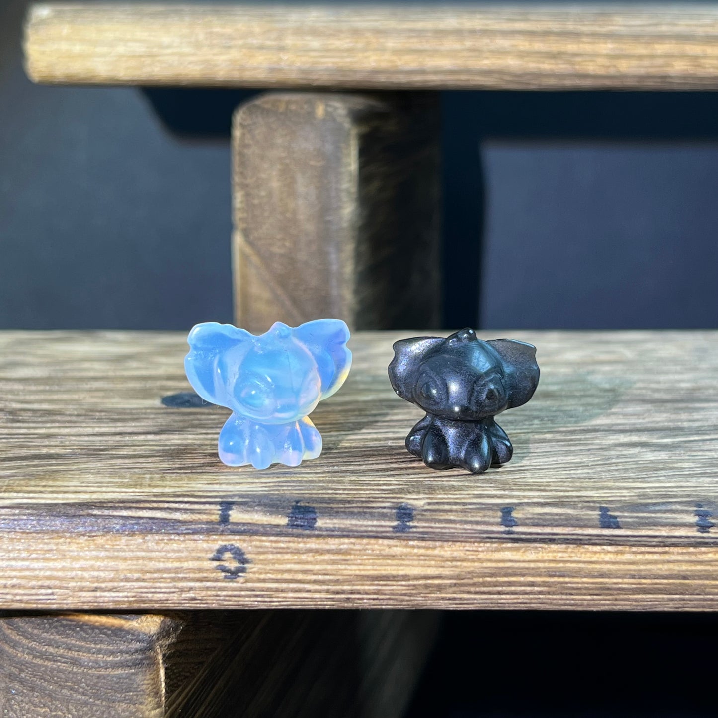 Mini Obsidian and Opalite carvings - charactor carvings