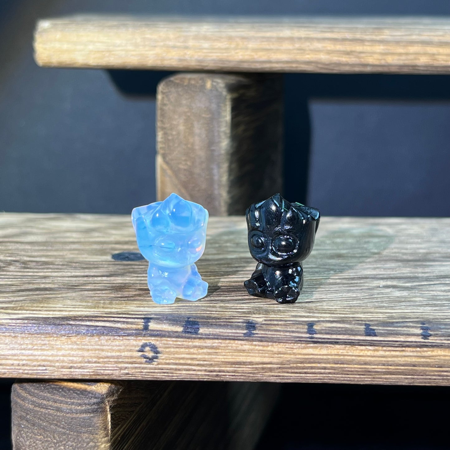 Mini Obsidian and Opalite carvings - charactor carvings