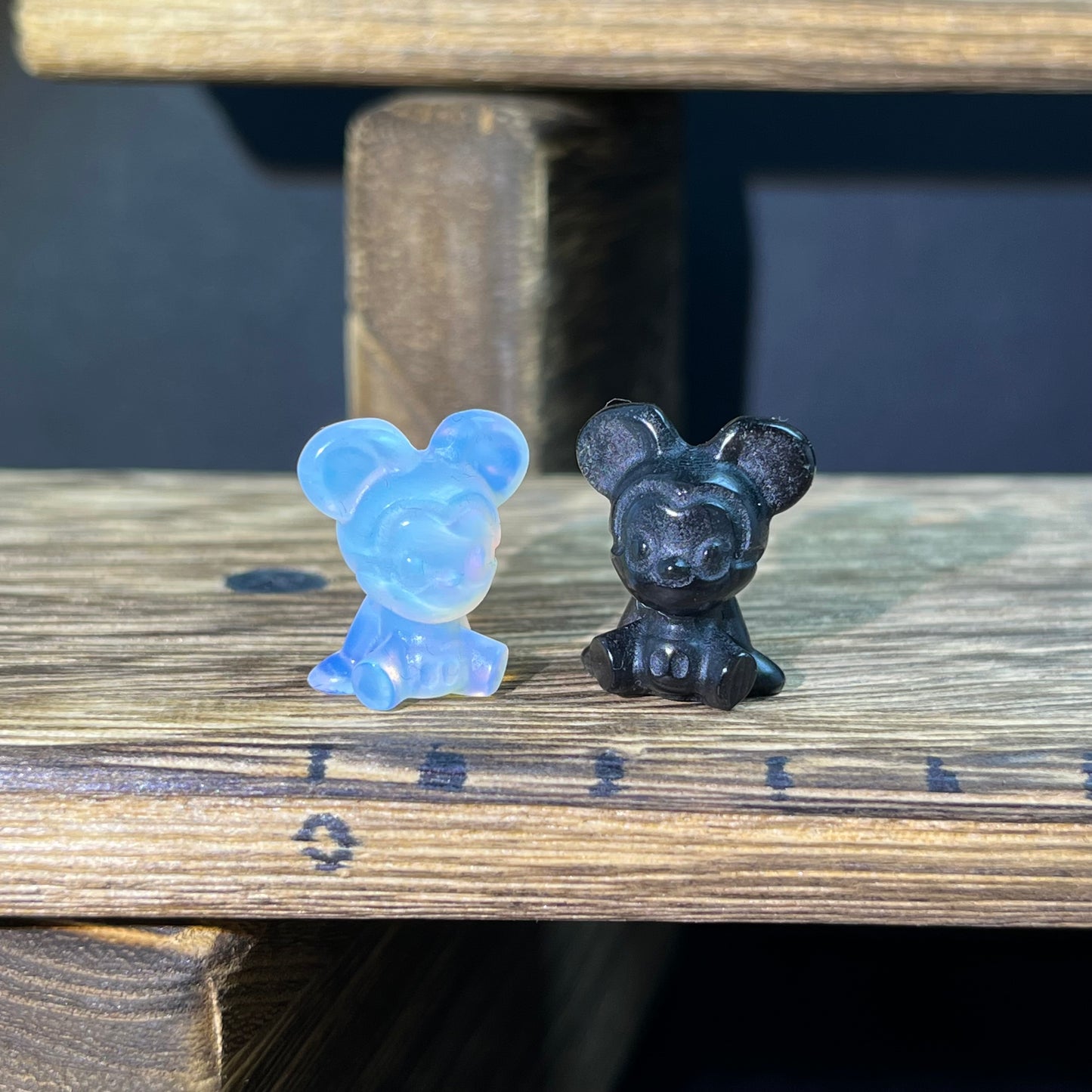 Mini Obsidian and Opalite carvings - charactor carvings