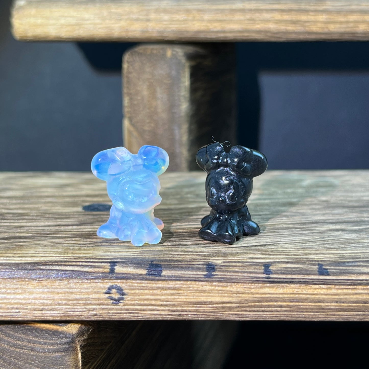 Mini Obsidian and Opalite carvings - charactor carvings