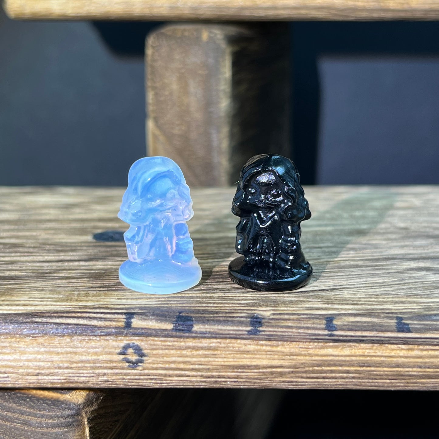 Mini Obsidian and Opalite carvings - charactor carvings