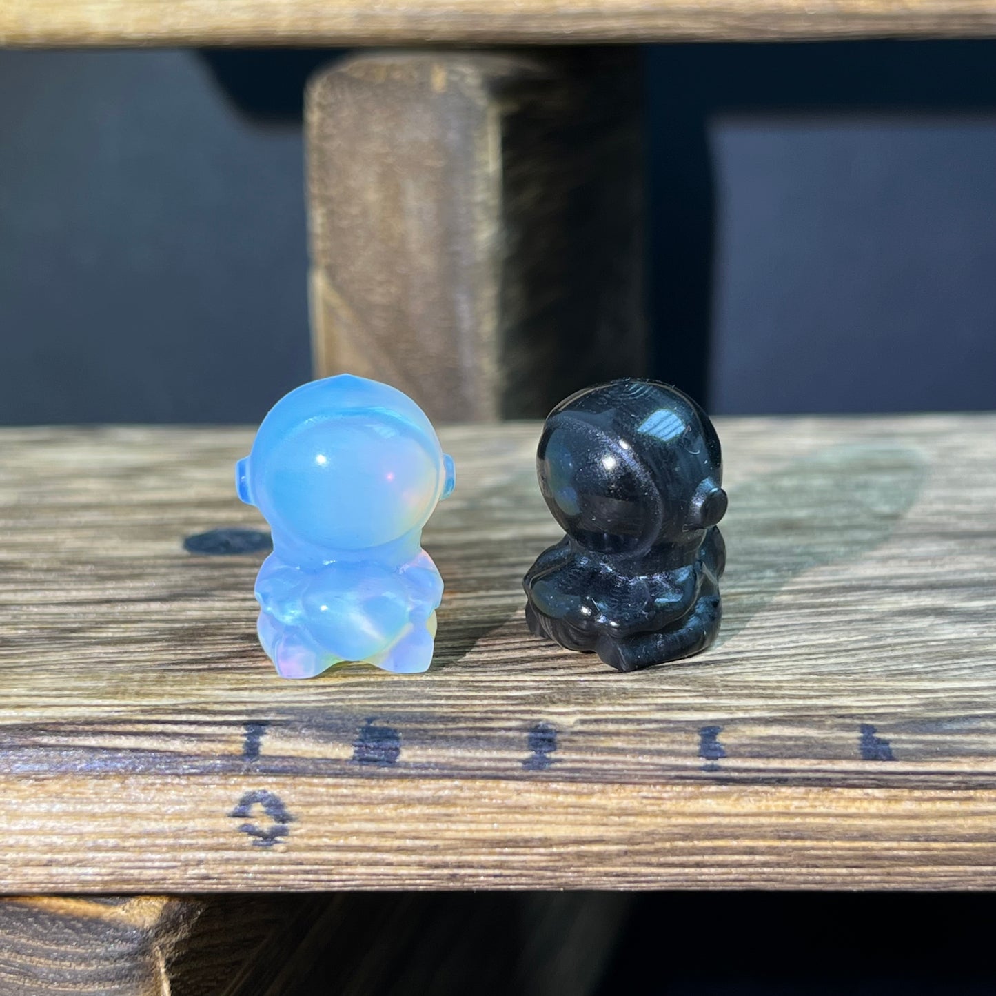 Mini Obsidian and Opalite carvings - charactor carvings