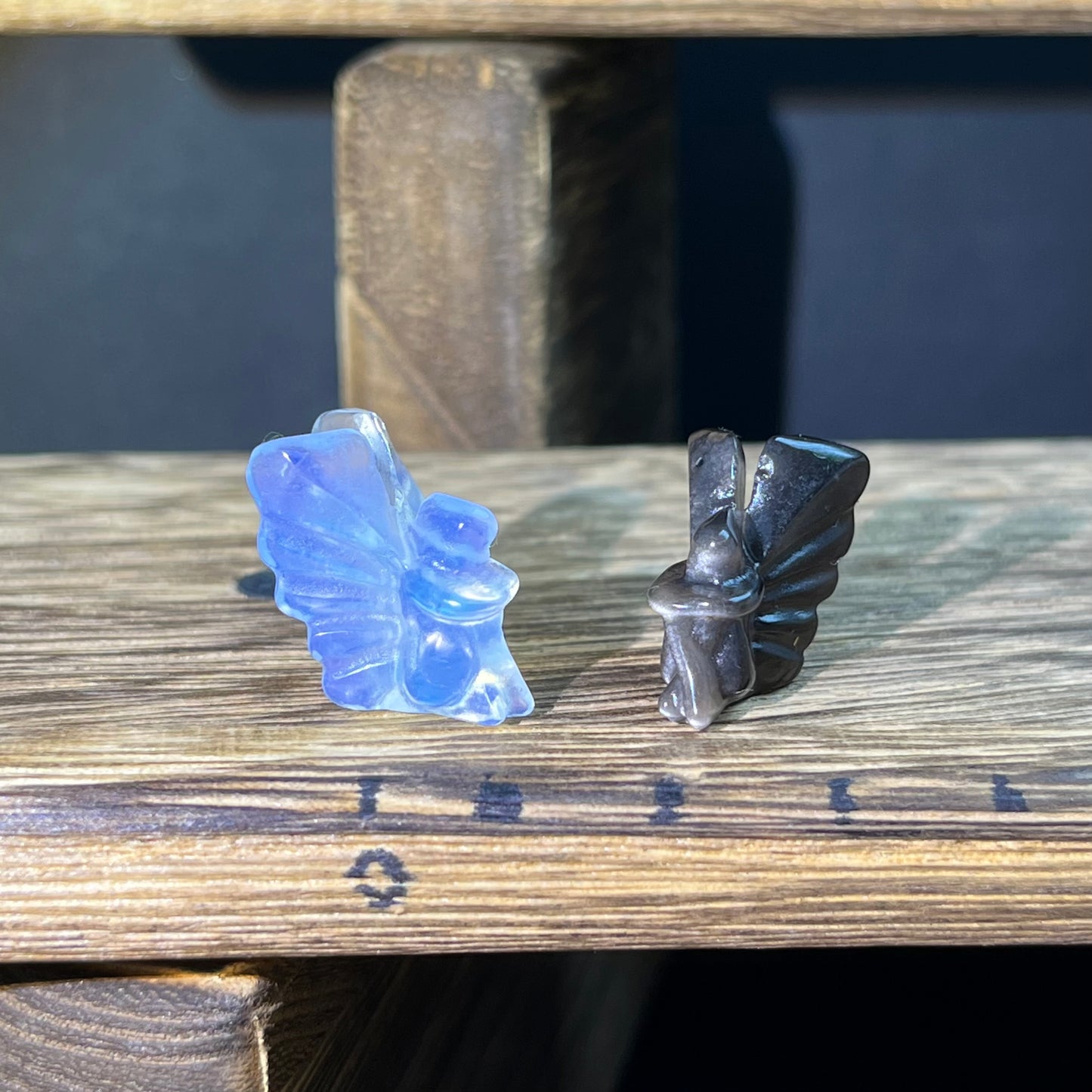 Mini Obsidian and Opalite carvings - charactor carvings