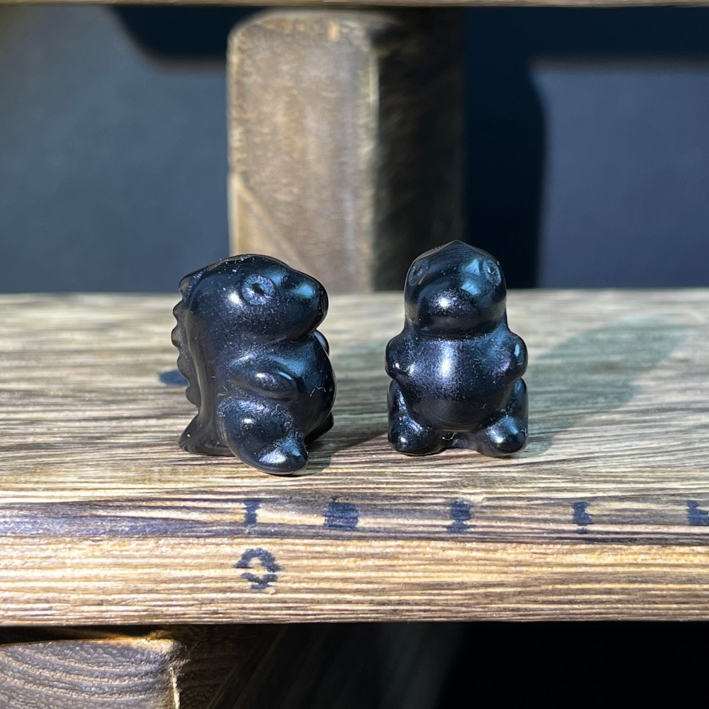 Mini Obsidian and Opalite carvings - animal carvings