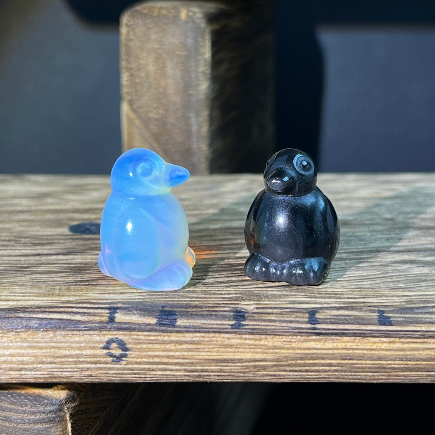 Mini Obsidian and Opalite carvings - animal carvings