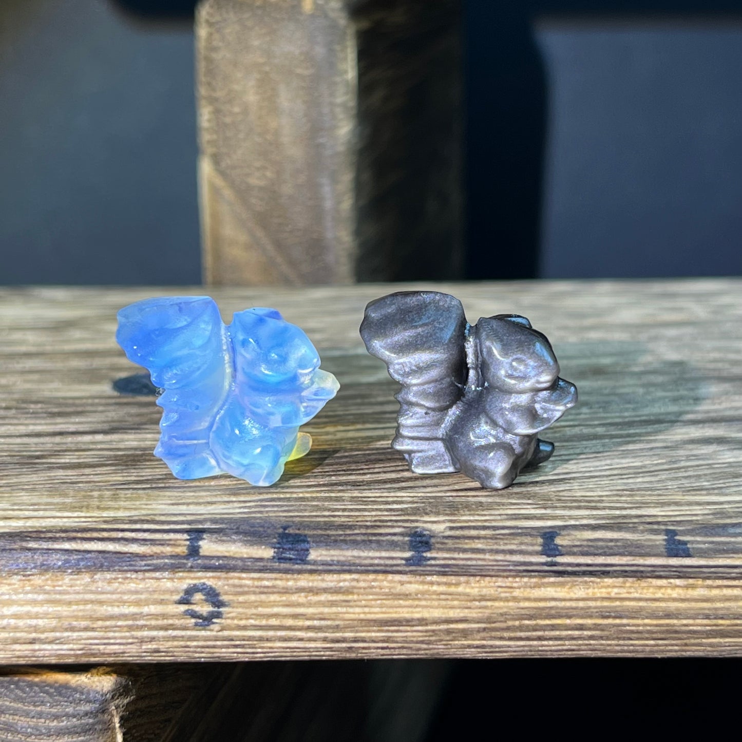 Mini Obsidian and Opalite carvings - animal carvings