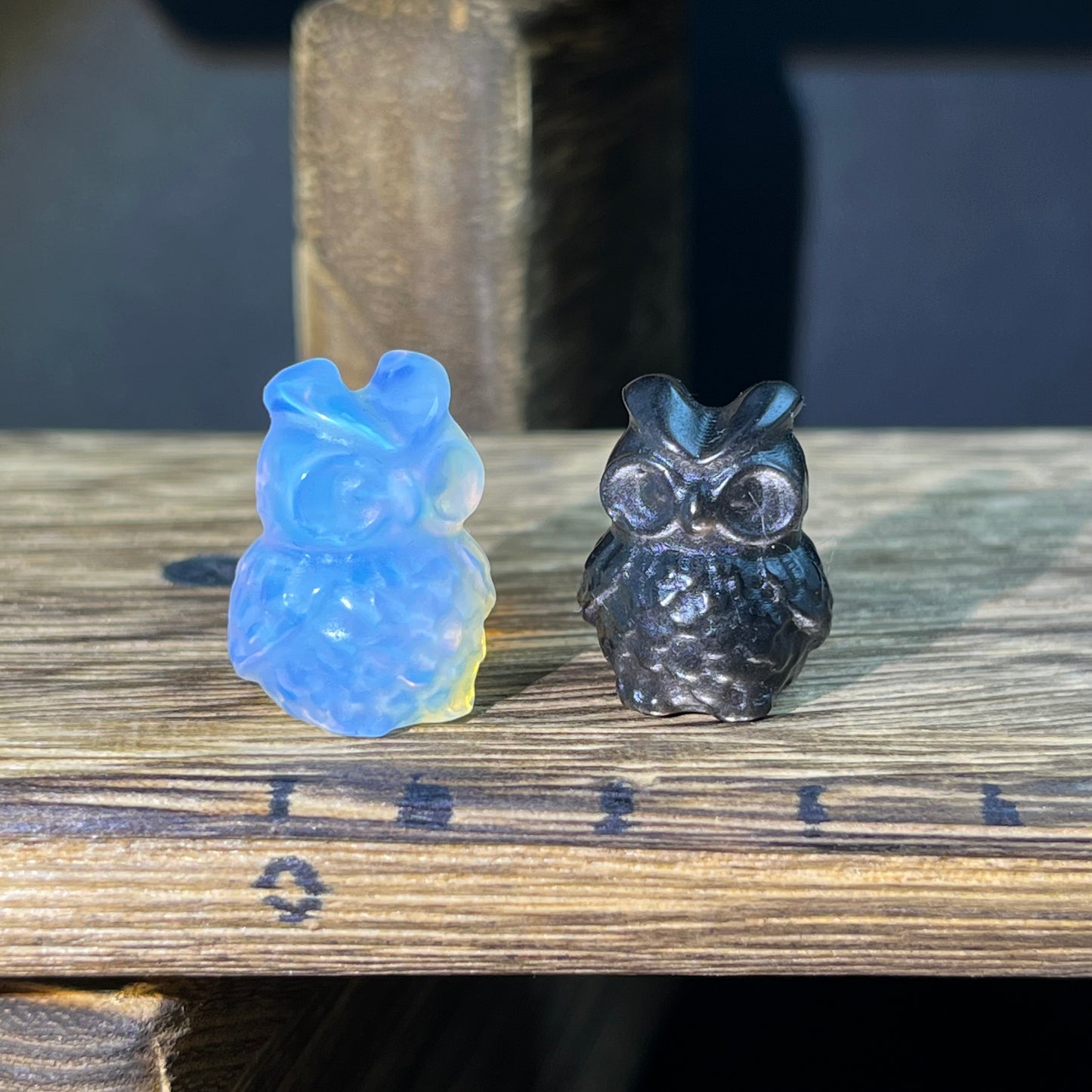 Mini Obsidian and Opalite carvings - animal carvings