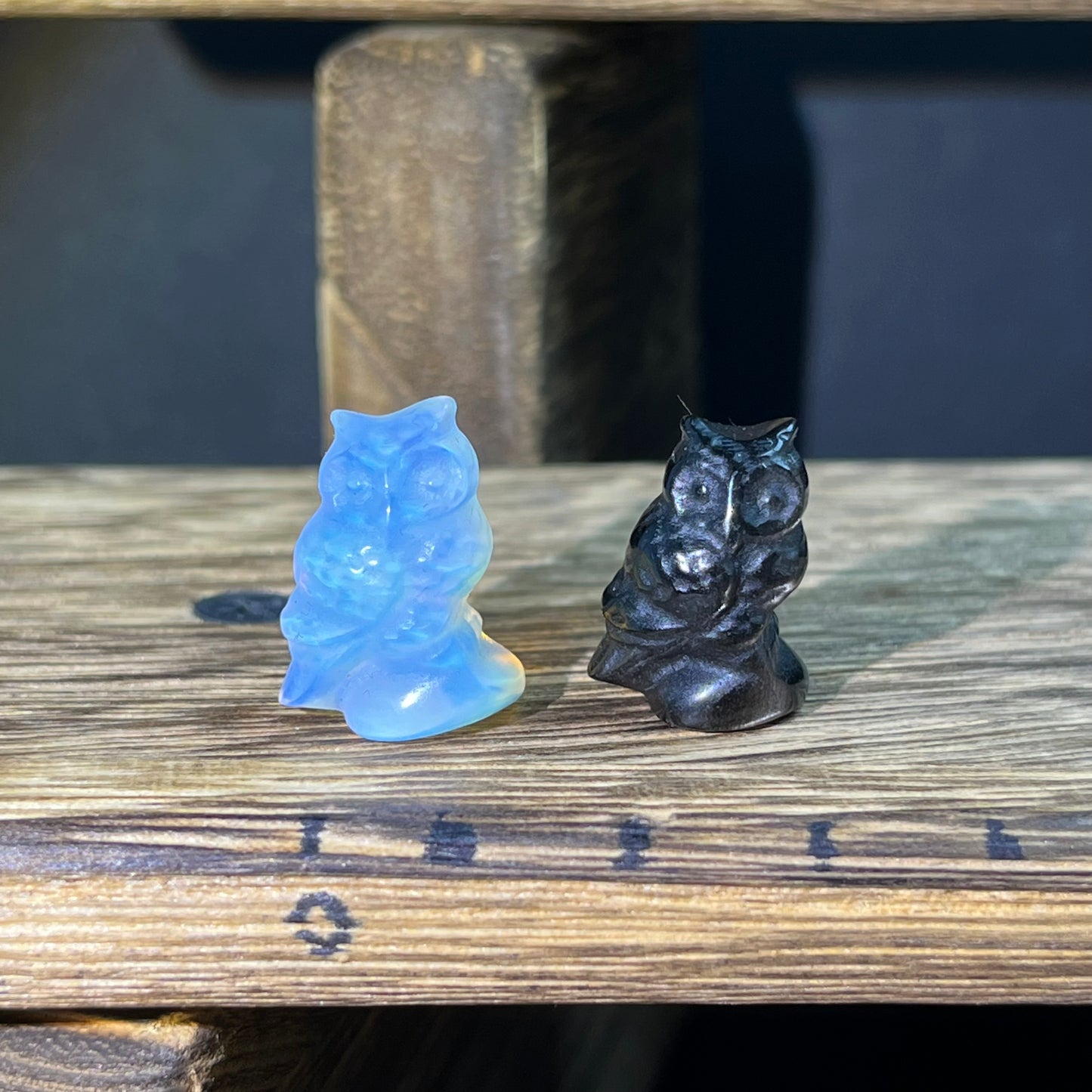 Mini Obsidian and Opalite carvings - animal carvings