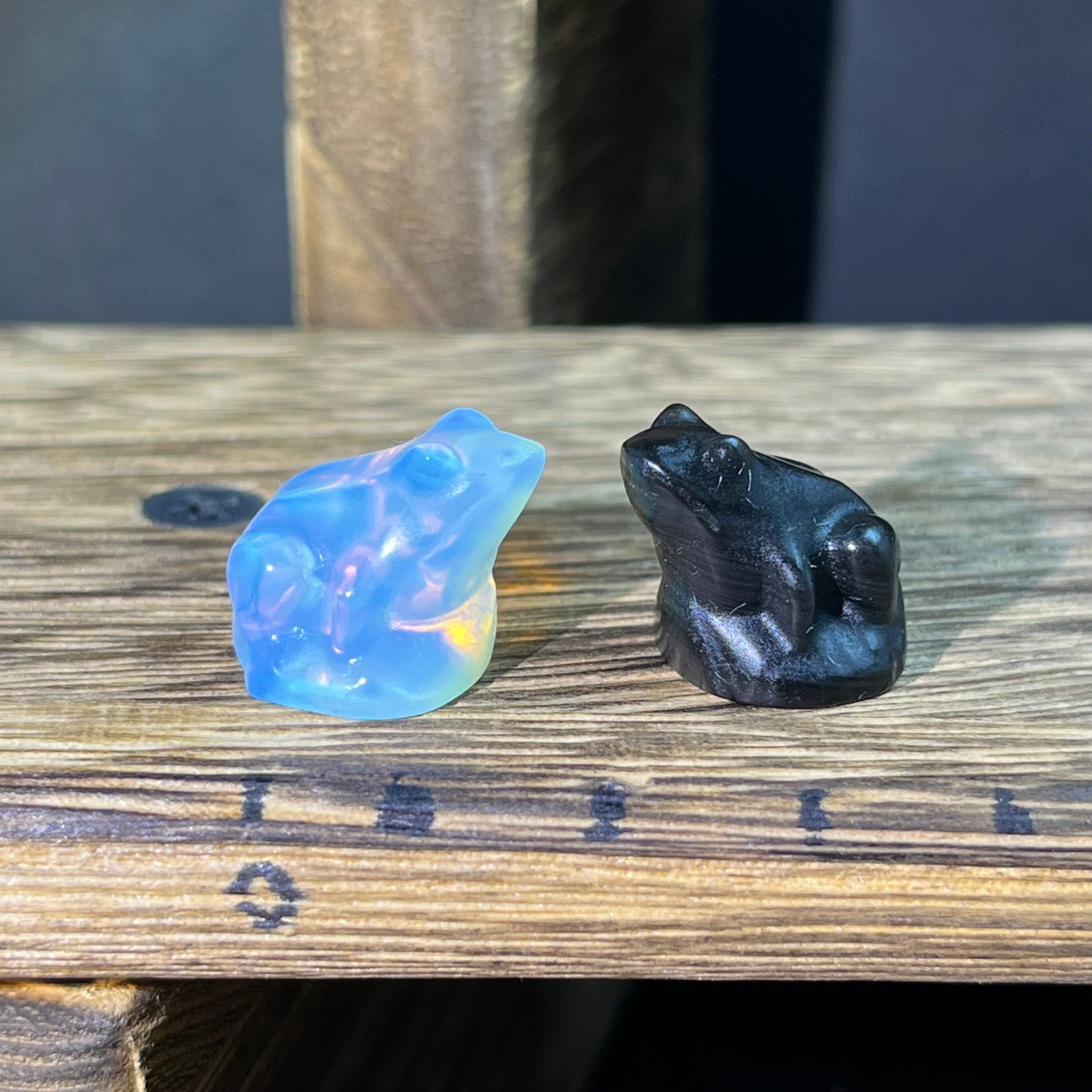 Mini Obsidian and Opalite carvings - animal carvings