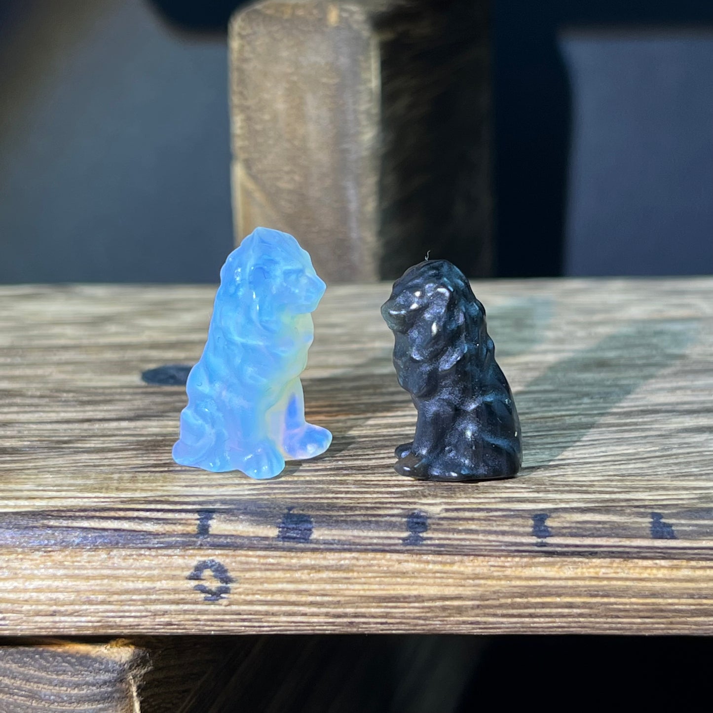 Mini Obsidian and Opalite carvings - animal carvings