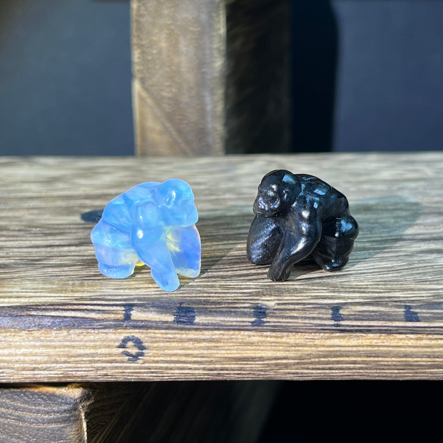 Mini Obsidian and Opalite carvings - animal carvings