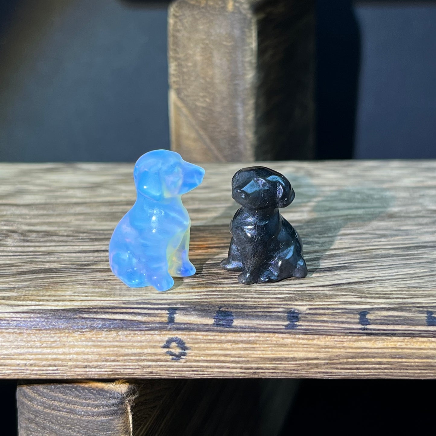 Mini Obsidian and Opalite carvings - animal carvings