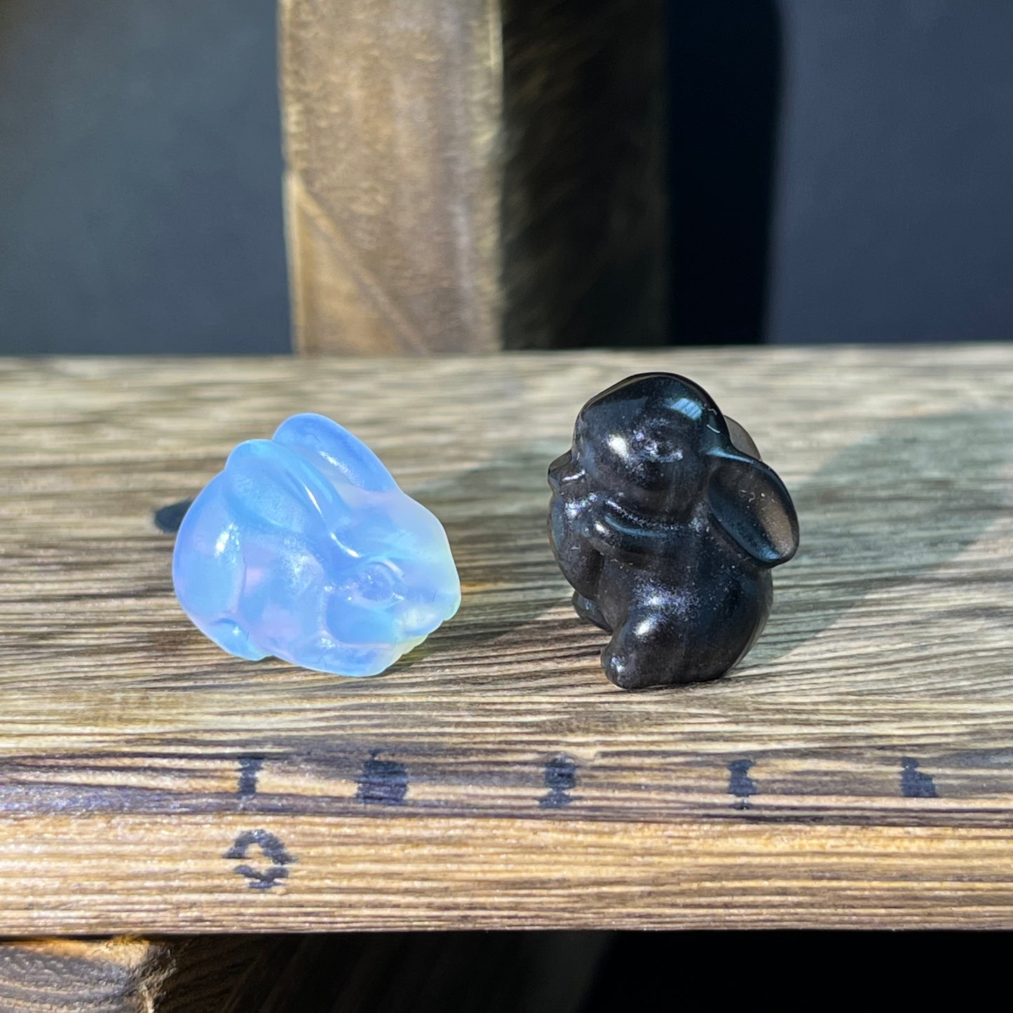 Mini Obsidian and Opalite carvings - animal carvings