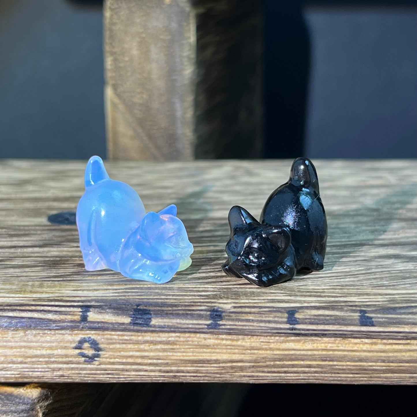 Mini Obsidian and Opalite carvings - animal carvings