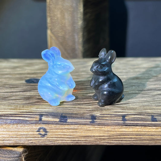 Mini Obsidian and Opalite carvings - animal carvings