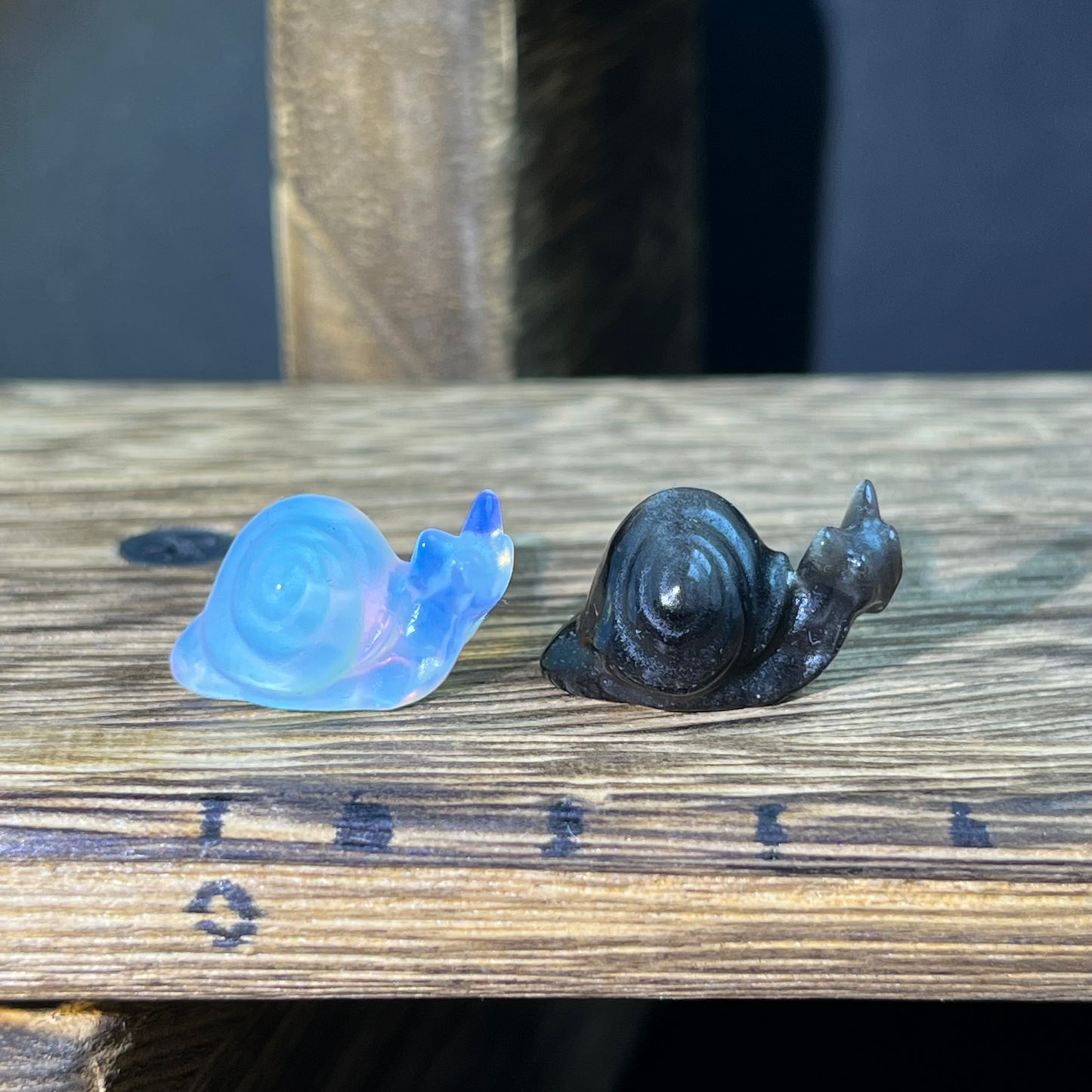 Mini Obsidian and Opalite carvings - animal carvings