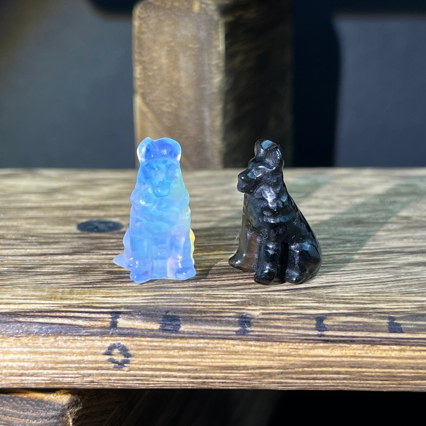 Mini Obsidian and Opalite carvings - animal carvings