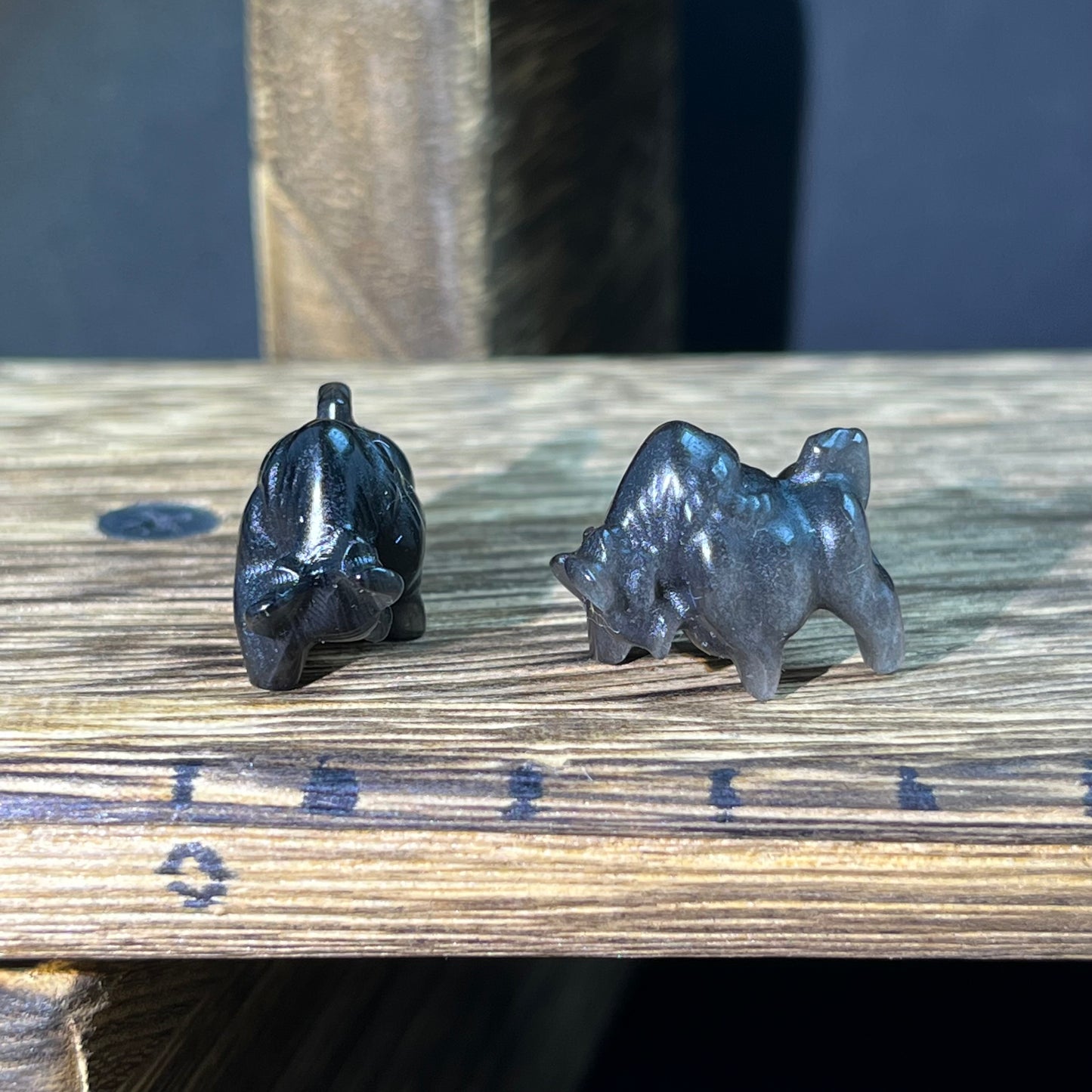 Mini Obsidian and Opalite carvings - animal carvings