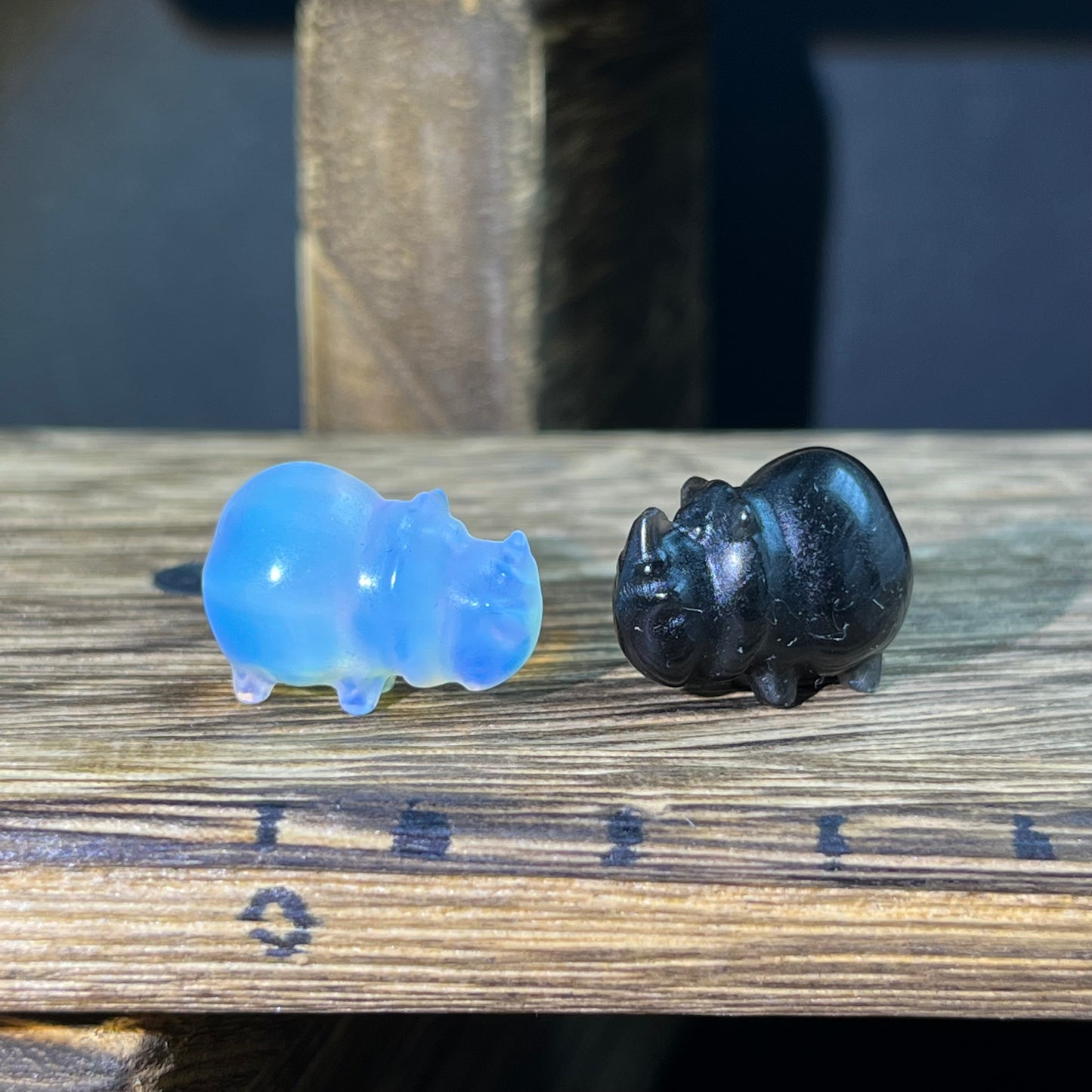 Mini Obsidian and Opalite carvings - animal carvings