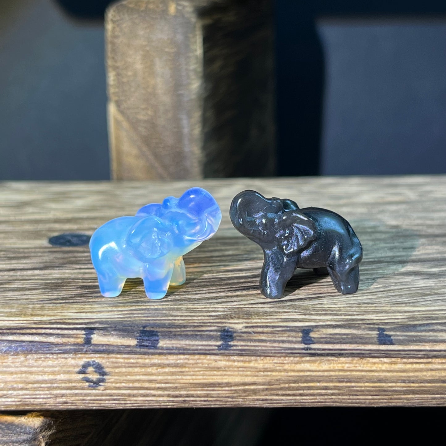 Mini Obsidian and Opalite carvings - animal carvings